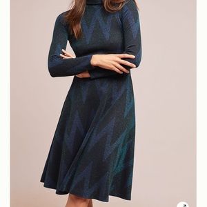 Anthropologie chevron mock neck dress